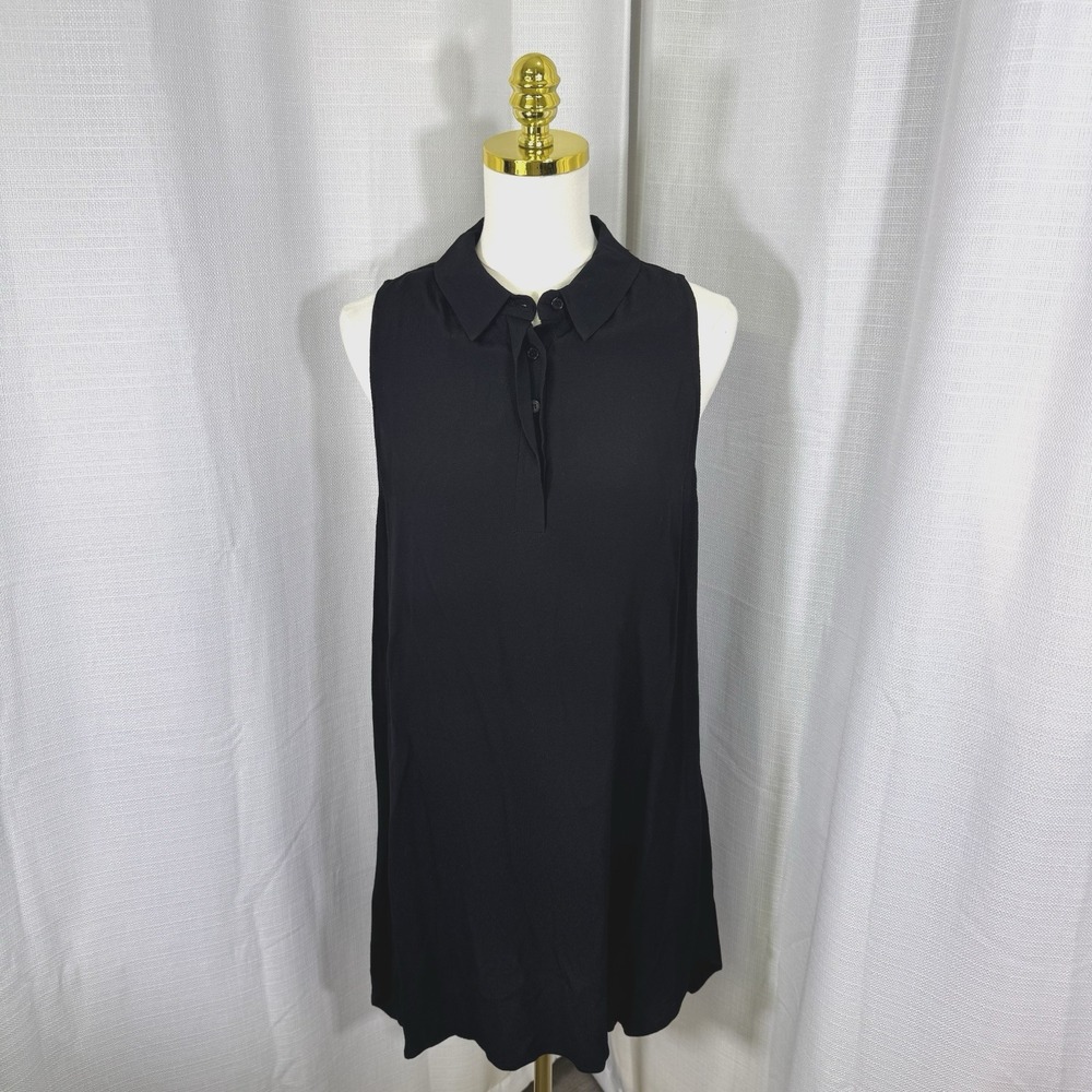 Reformation Black‎ Sleeveless Collared Mini Dress Made In USA Womens Sz 6